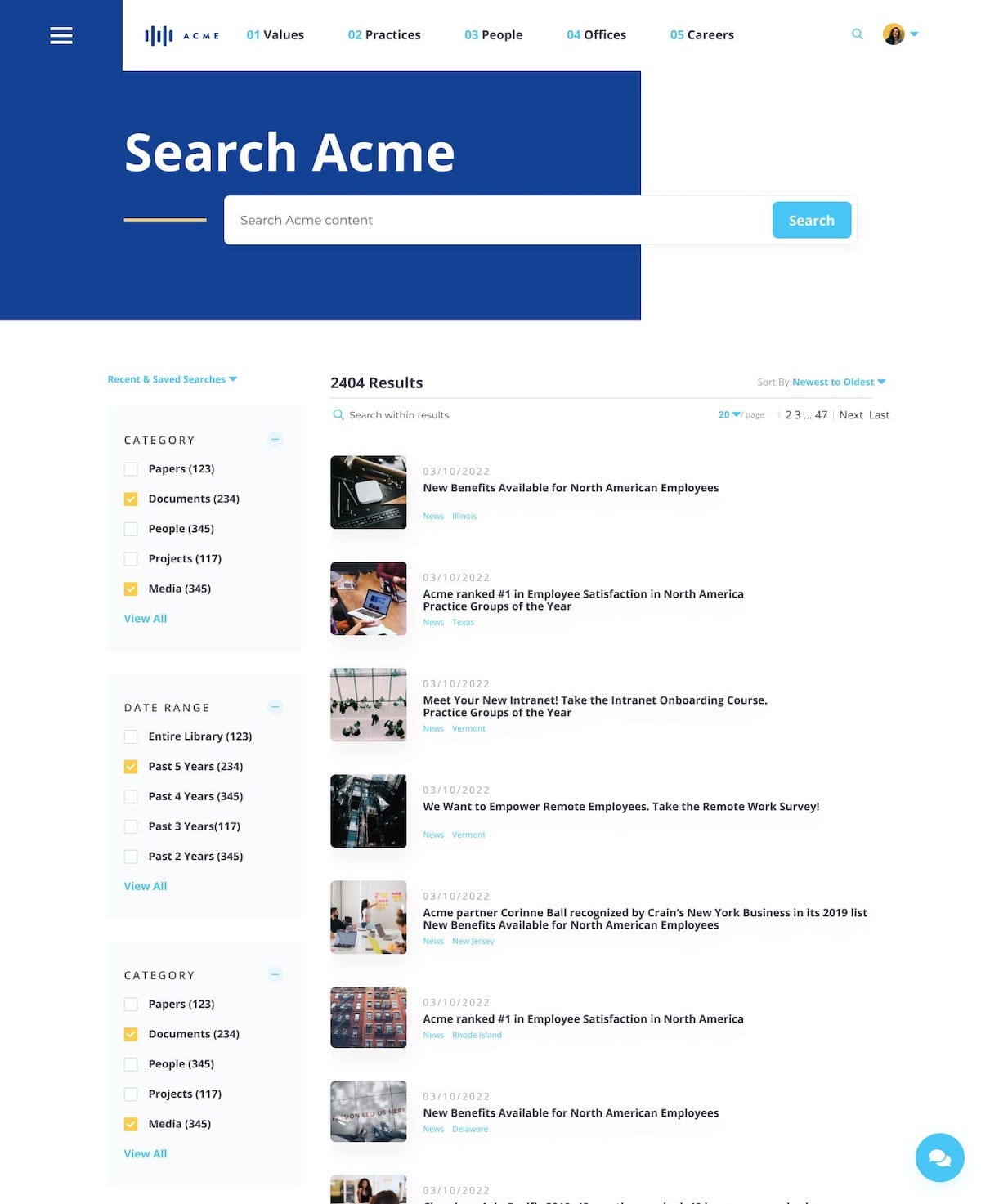 Liferay intranet - optimalizált kereső